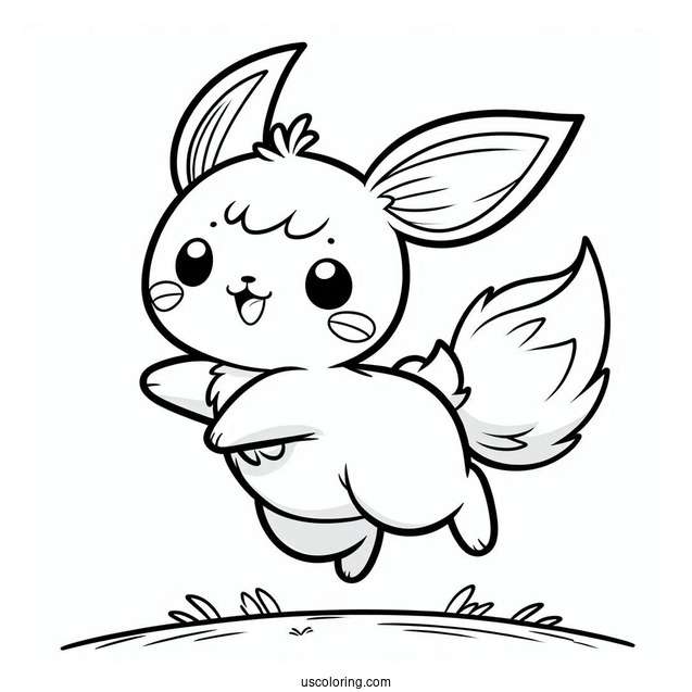 Pichu Coloring Page Leaping In The Air Outline For Preschoolers