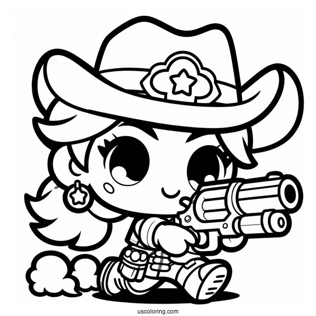 Brawl Stars Coloring Page Of Kawaii Jessie Carrying Her Gun