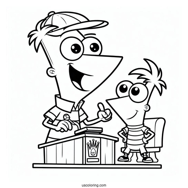 Cute Phineas And Ferb Coloring Page For Preschoolers