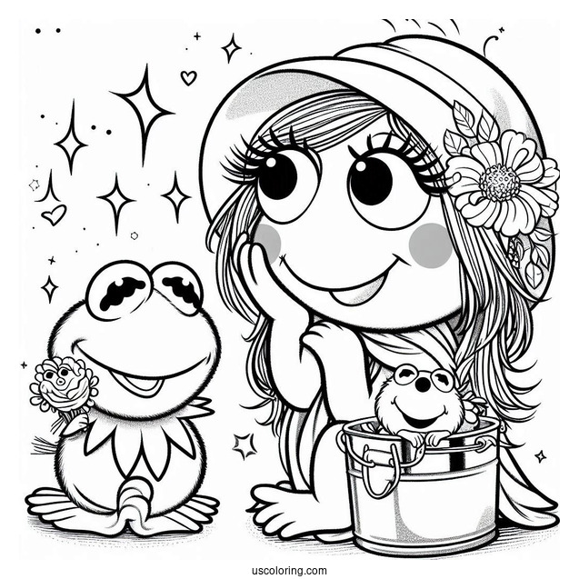 Muppets Coloring Page Of Baby Kermit The Frog For Kids
