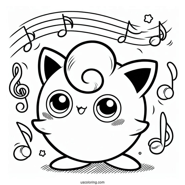 Jigglypuff With Music Notes To Color