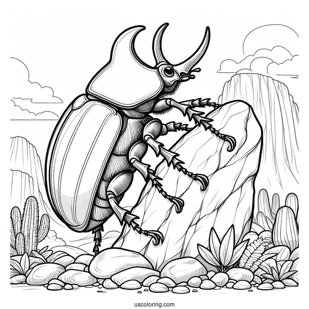 Hercules Beetle Coloring Page Climbing Rock