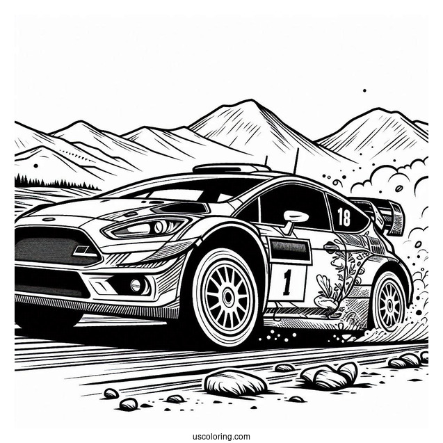 Coloring Page Of Rally Car Racing