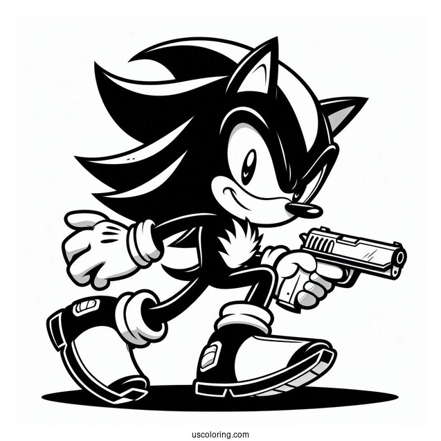 Shadow Coloring Page The Hedgehog With Gun In A Fight