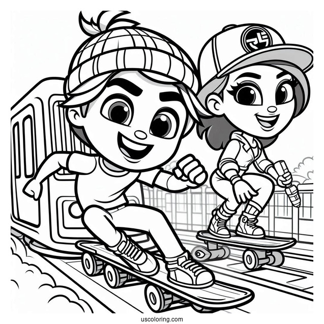 Subway Surfers Coloring Page Jake And Tricky Subway Surfers