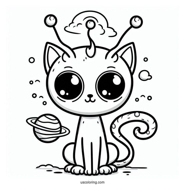 Wild Alien Cat Squanchy Rick and Morty Coloring Page