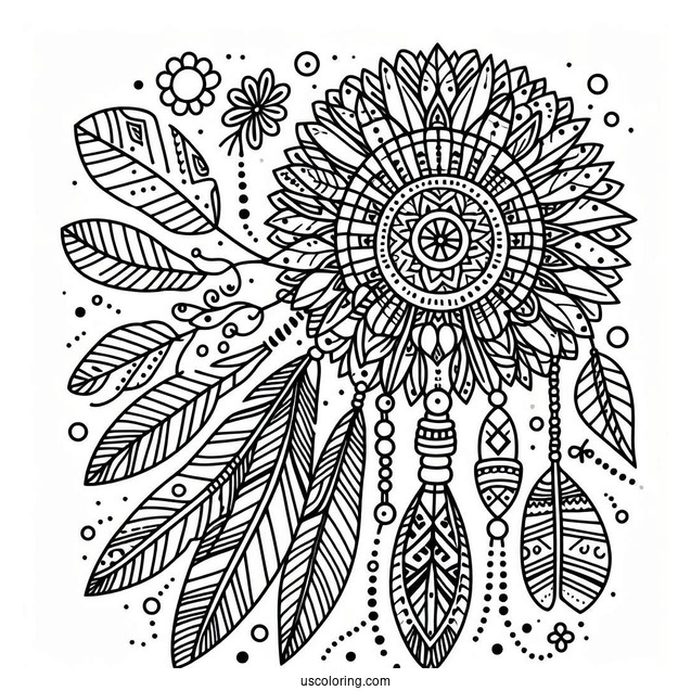 Native American Coloring Page Pattern On Fabric