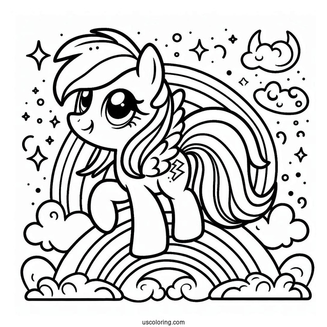 Simple Rainbow Dash Coloring Page For Kids