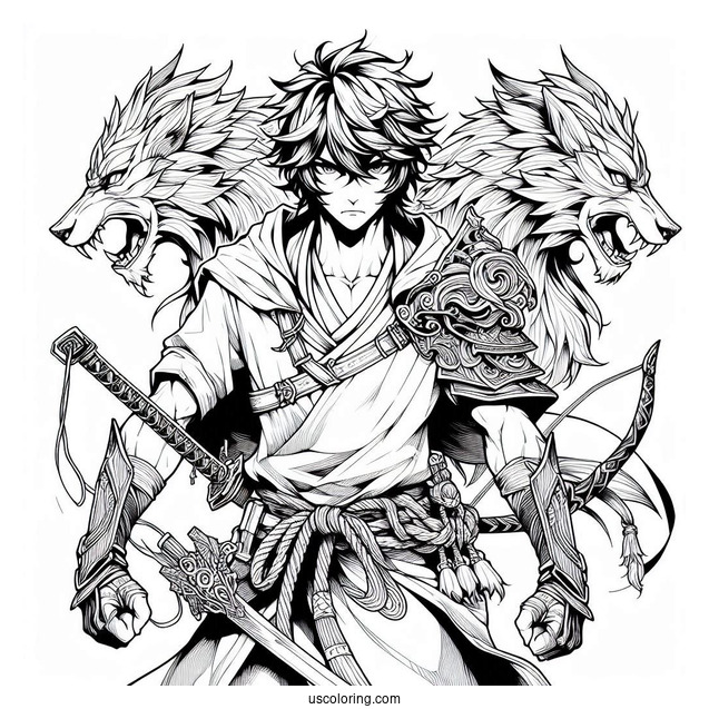 Manga Coloring Page Of Elusive Warriors Manga Cover For Kids