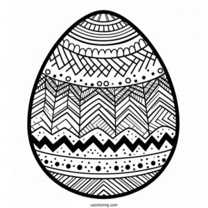 Easter Coloring Page Of Easter Egg With Chevron, Stripes, And Polka Dot Design