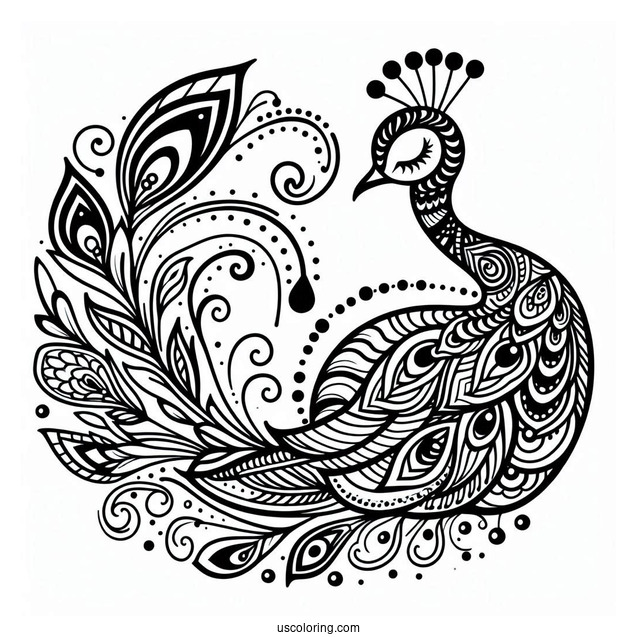 Simple Peacock Coloring Picture For Kids