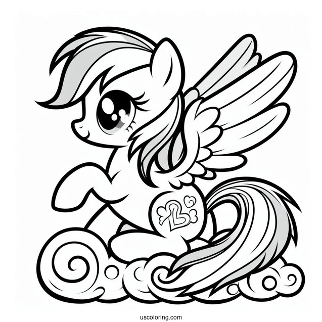 Rainbow Dash With Folded Wings On Cloud