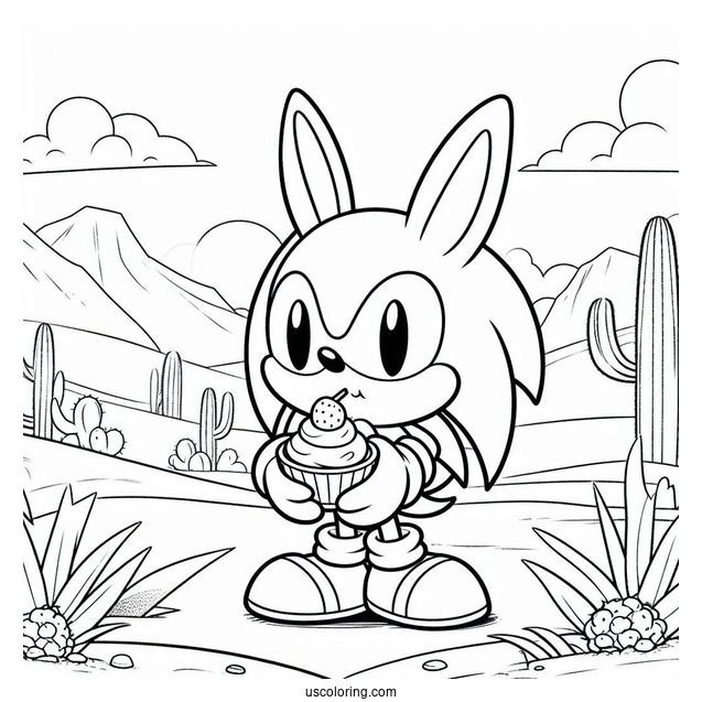Cream the Rabbit In The Desert Coloring Sheet