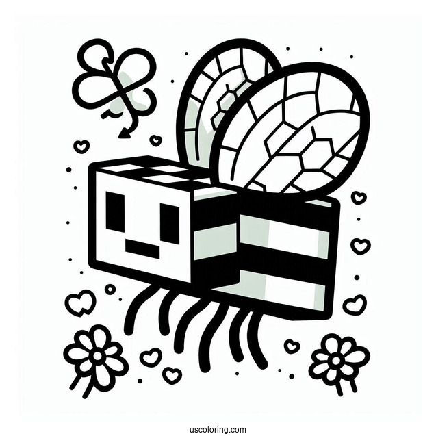 Minecraft Bee Coloring Page For Kids