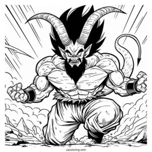 Dragon Ball Z Coloring Page Of Mr. Satan Charging Forward