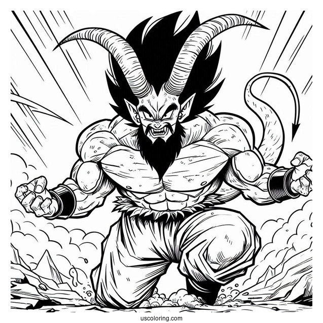 Dragon Ball Z Coloring Page Of Mr. Satan Charging Forward