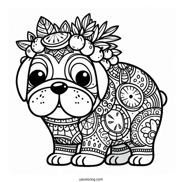 Rio Bulldog With Fruits On The Head