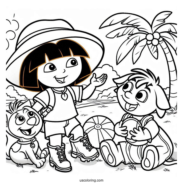 Diego, Boots And Dora Playing With Ball During Summer