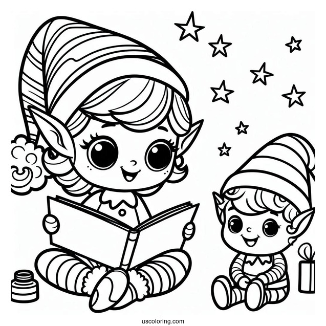 Easy To Color Elf For Toddlers
