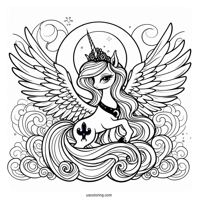 Beautiful Princess Luna Coloring Page With Wings Spread