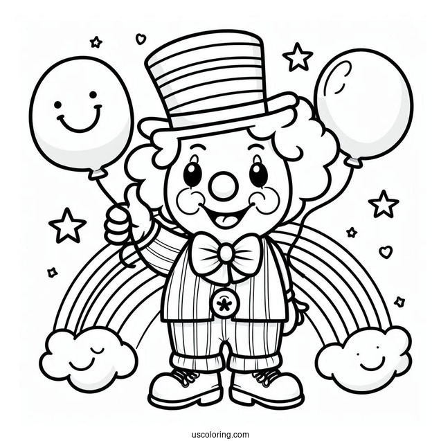 Easy Coloring Page of Clown for Preschoolers