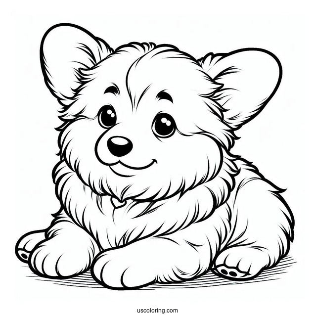 Fluffy Corgi Coloring Page Puppy