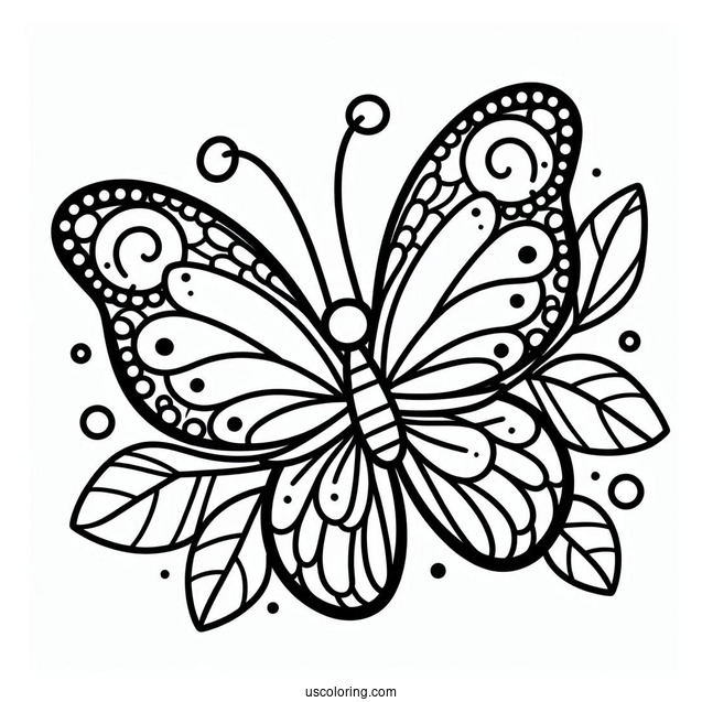 Cartoon Butterfly Coloring Page With Rounded Wings For Preschoolers