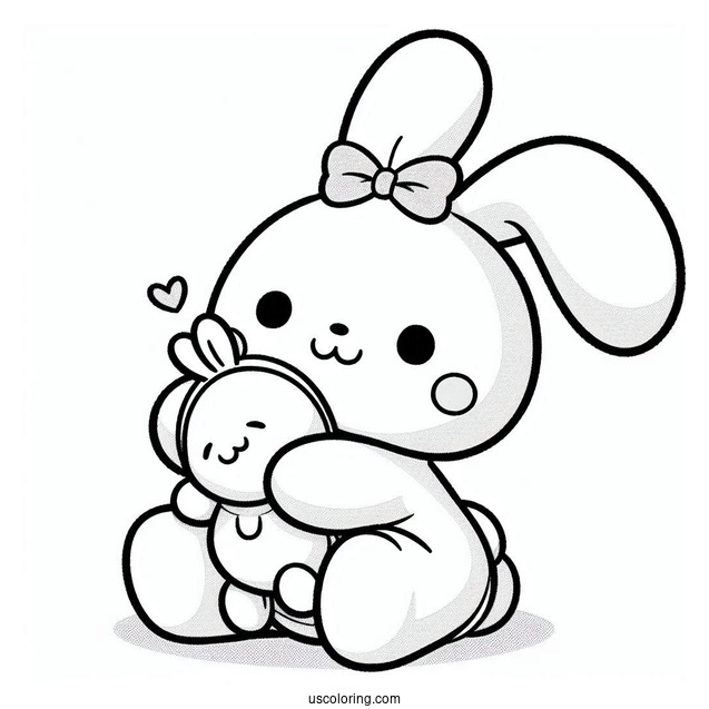 Pochacco Coloring Page Hugging Stuffed Toy For Preschoolers