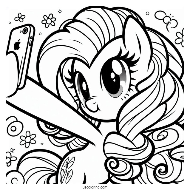 Pinkie Pie Coloring Page Taking A Selfie With Fluttershy