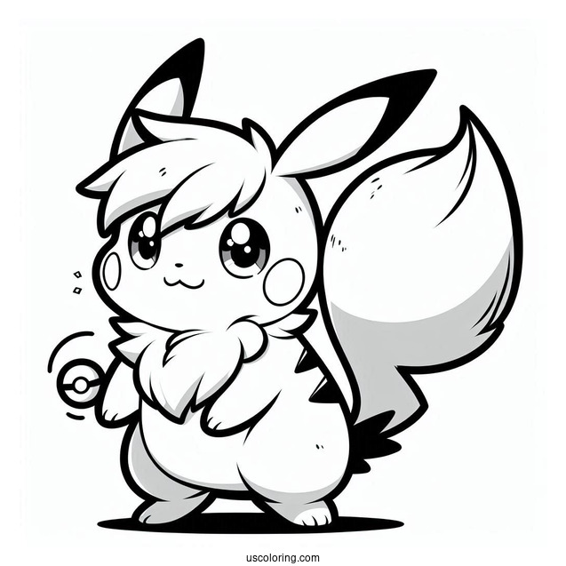 Cute Raichu Coloring Page Using Tail In Battle