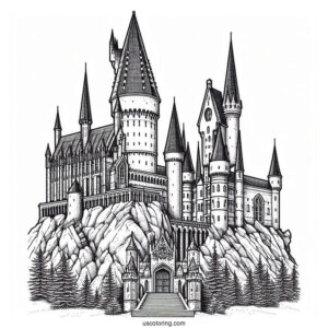 Detailed Hogwarts Castle Coloring Page