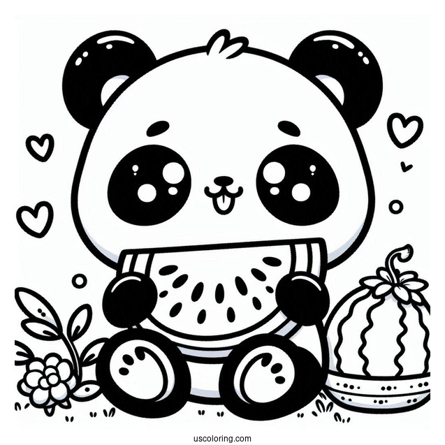 Kawaii Themed Panda With Watermelon