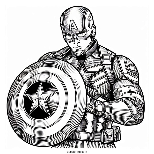 Captain America Protecting Himself With His Shield