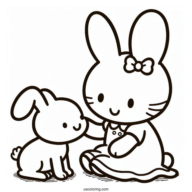 Miffy Coloring Page Playing With Her Dog Snuffy