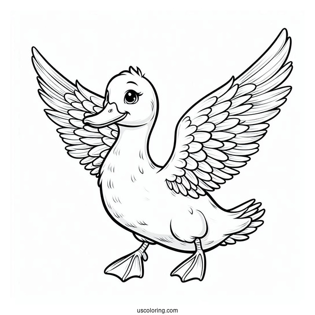 Duck With Wings Open Ready To Fly