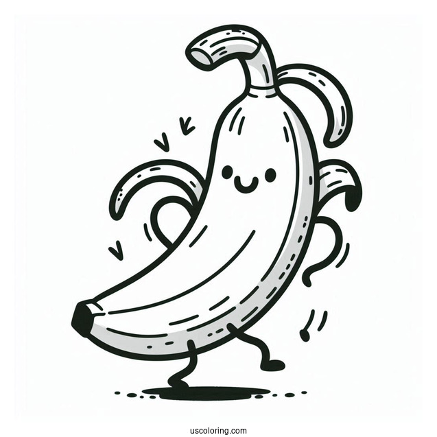 Happy Dancing Banana Coloring Sheet