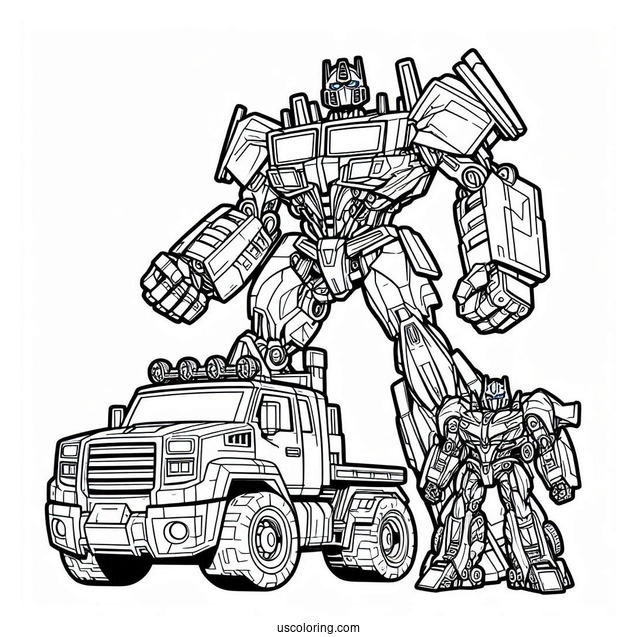 Optimus Prime And Bumblebee Rescue Bots Coloring Page