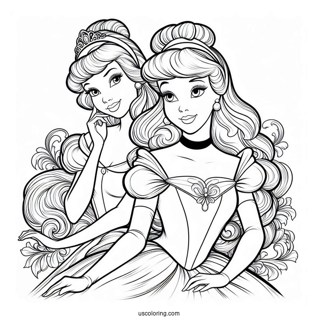 Anastasia and Drizella (The Ugly Stepsisters) Coloring Page