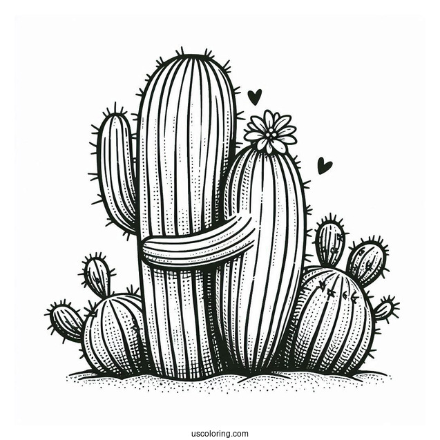 Two Desert Cactus Hugging