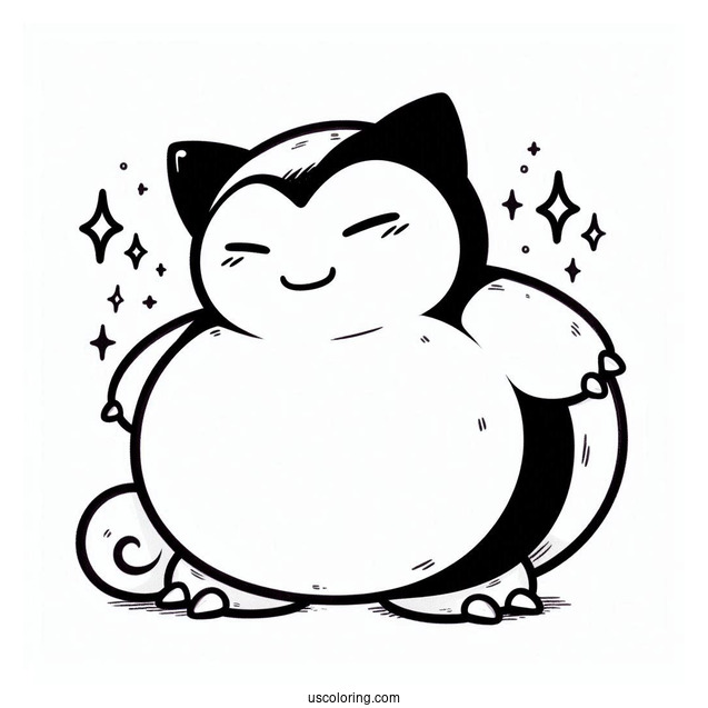 Snorlax Coloring Page Of Easy Mega Snorlax Outline For Kids