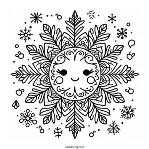 Blushing Snowflake Coloring Page For Kids