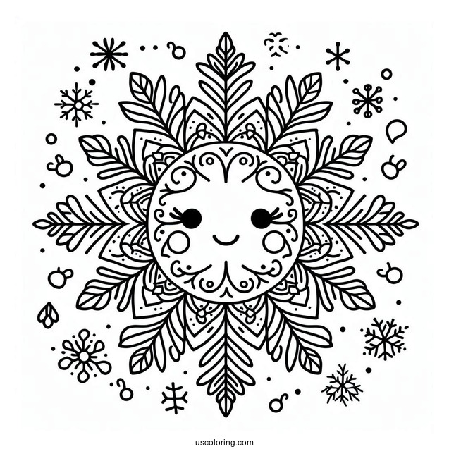 Blushing Snowflake Coloring Page For Kids