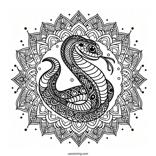Snake Mandala To Color For Adults