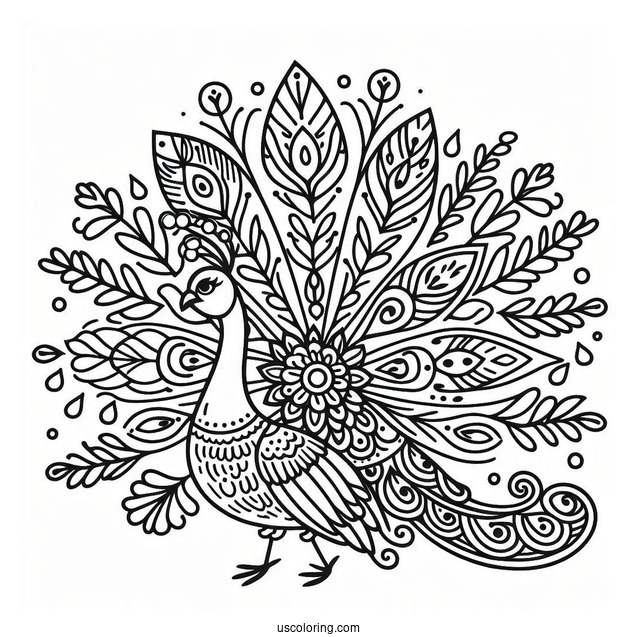 Simple Peacock Coloring Picture For Kids