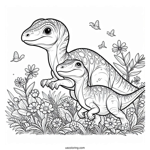 Two Young Parasaurolophus Coloring Page