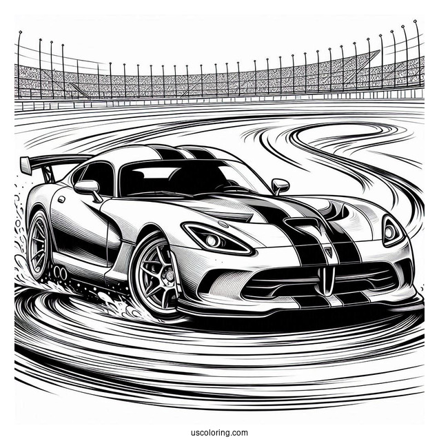 Dodge Viper Drifting Around Race Track