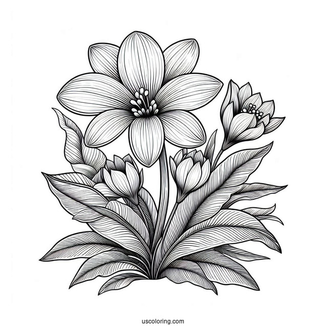 Flower Coloring Pages Of Shoeblackplant In Full Bloom