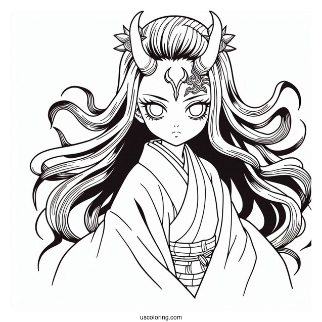 Nezuko Coloring Page Berserk Demon Form
