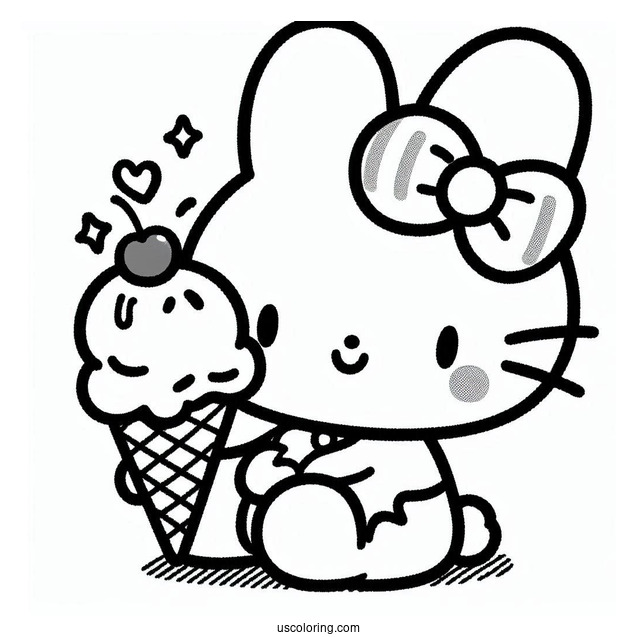 Sanrio Coloring Pages Of Pochacco Eating Ice Cream Cone