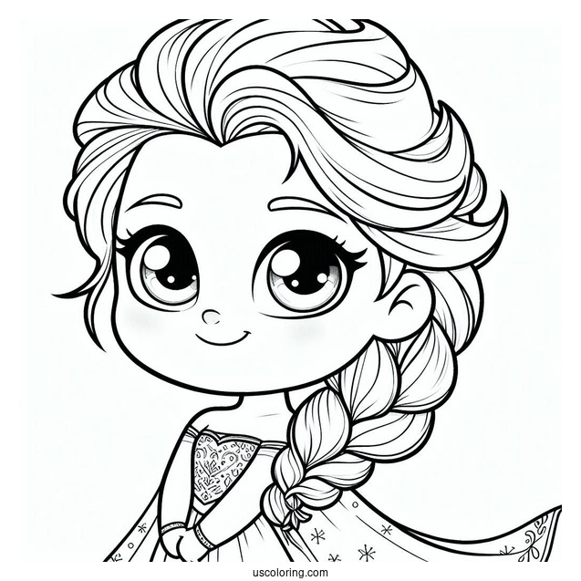 Elsa As A Kid Easy Coloring Sheet